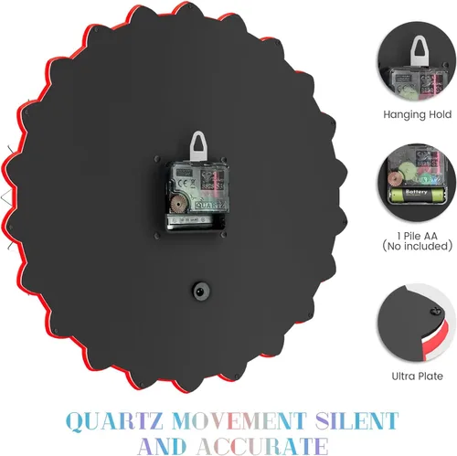 Miniatura 6 de Reloj de pared flamenco, reloj de pared neón de 12 pulgadas, efecto de brillo 3D, silencioso sin tictac, ideal para dormitorio, cafeterías frente a