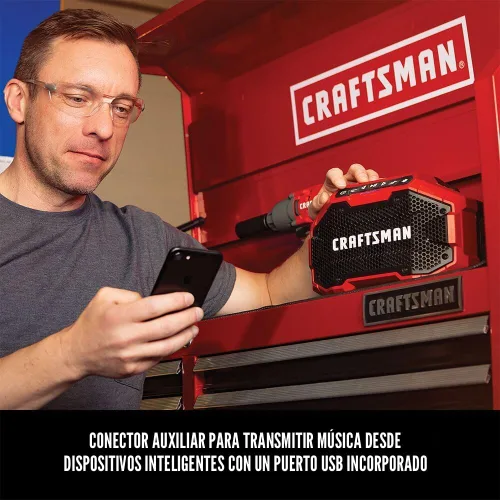 Miniatura 6 de CRAFTSMAN V20 Altavoz Bluetooth Portátil Inalámbrico, Solo Herramienta (CMCR001B), Rojo