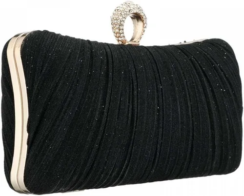 Miniatura 8 de Bolso de mano para mujer plisado con purpurina y bolsa de noche con diamantes de imitación para fiesta de boda de novia