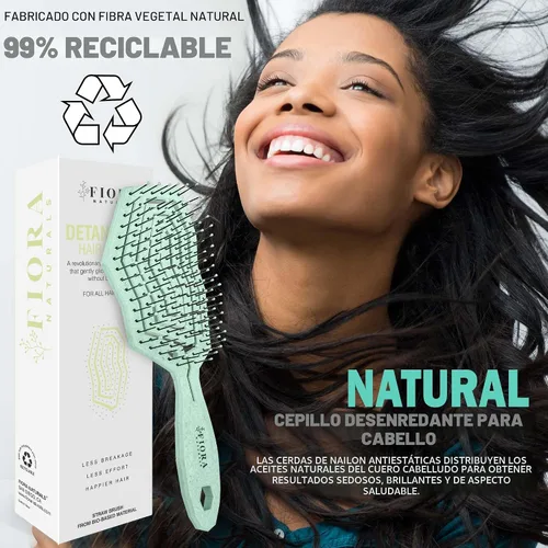 Miniatura 7 de Fiora Naturals Cepillo desenredante para el cabello para mujer, cepillo desenredante con cerdas suaves flexibles, se desliza suavemente a través