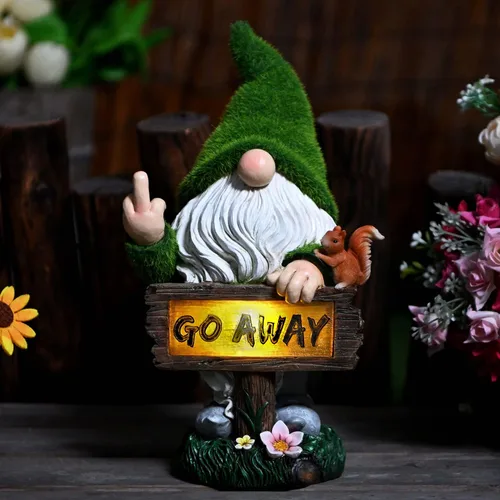 Miniatura 7 de ASAWASA Decoraciones de gnomos para patio con luz LED solar, gran decoración divertida para exteriores para jardín, césped, gnomo (alto 10 pulgadas)