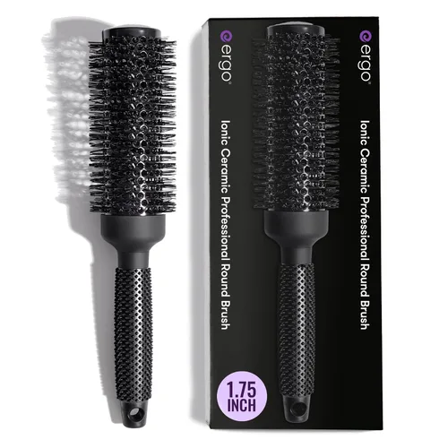 Miniatura 9 de ERGO Cepillo redondo iónico de cerámica para soplar – Cepillos de pelo de calidad de salón para mujeres – Cepillo de rodillo para secar con soplado
