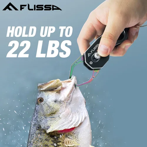 Miniatura 2 de FLISSA Fish Gripper, Fish Lip Grip Tool with Carabiner and Spring Anti-Lost Rope, Durable Stainless Steel Fish Grabber Gripper, Lightweight Holder