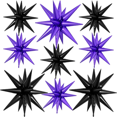 Miniatura 17 de 9 piezas de globos de estrella beige, grandes globos de papel de aluminio en forma de estrella en explosión, globos de Mylar en punta color crema