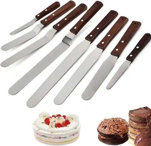 Miniatura 2 de Espátula de acero inoxidable de 4/6/8/10 pulgadas para tartas de mantequilla, crema de mantequilla, cuchillo de glaseado de cocina, pastelería