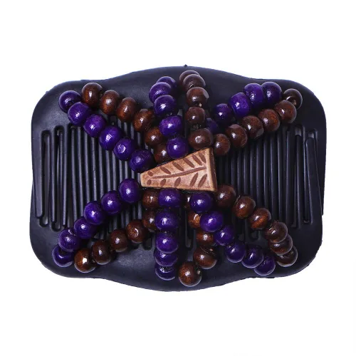 Miniatura 6 de LOVEF Peines mágicos para el cabello para mujer, 3 unidades, con cuentas de madera, elásticos, doble cara, clips para moño, accesorios