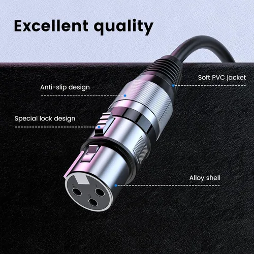 Miniatura 6 de MOSWAG Cables XLR a XLR, cable de micrófono XLR de 3.28 pies/1 M, cable de micrófono de 3 pines, cable XLR blindado equilibrado para cable