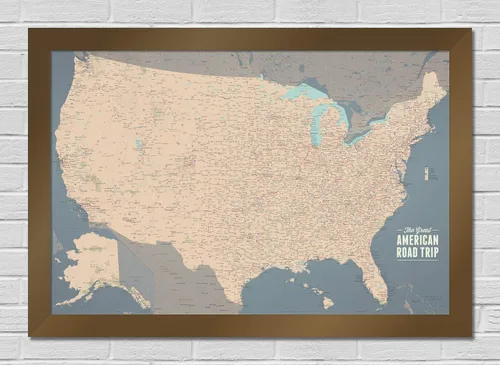 Miniatura 8 de Best Maps Ever Póster de trazado de carreteras y viajes de Estados Unidos, 24 x 36 pulgadas, verde y aguamarina