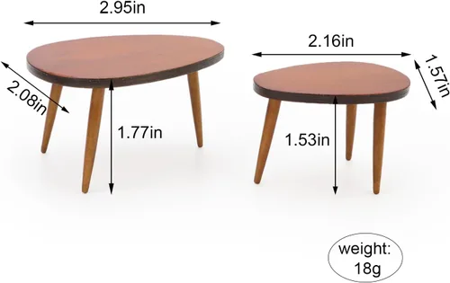 Miniatura 5 de Muebles en miniatura, 2 piezas, mesa de casa de muñecas, juego de mesa triangular de madera, escala 1/12, accesorios de modelo de casa pequeña