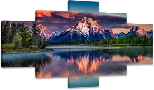 SKASNFAI Grand Teton - Lienzo decorativo para pared, parque nacional Wyoming, puesta de sol, naturaleza, montaña, arte enmarcado para sala de estar,
