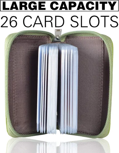 Miniatura 2 de Easyoulife billetera para tarjetas de crédito de cuero auténtico con espacio para 26 tarjetas