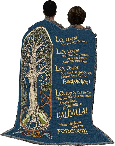 Miniatura 3 de Pure Country Weavers Manta de oración vikinga, árbol de la vida, tapiz de regalo nórdico tejido de algodón, fabricada en los Estados Unidos