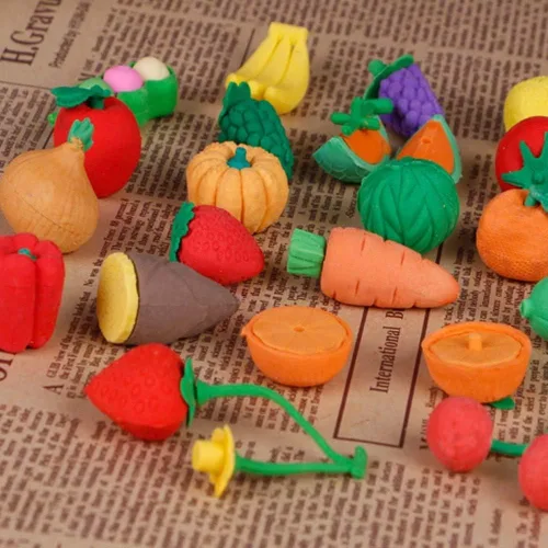 Miniatura 6 de Cllayees Juego de 72 borradores surtidos de lápices de alimentos, pastel de postre, fruta, borradores, juguetes para niños, recompensa, fiesta