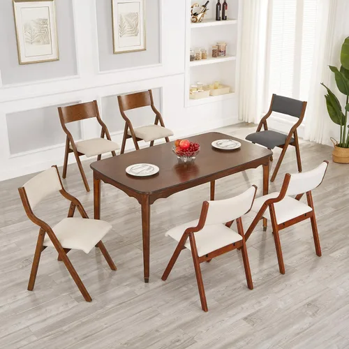 Miniatura 7 de Ball & Cast Sillas modernas plegables tapizadas para cocina y comedor, juego de 2, nogal Nuez+gris pardo1