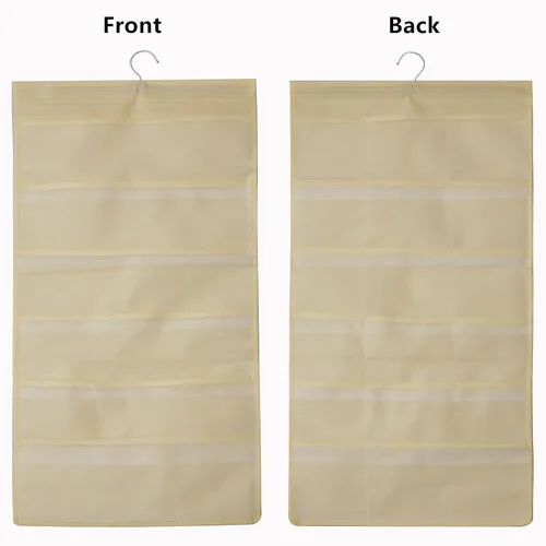 Miniatura 2 de Organizador de armario de doble cara con bolsillos de malla para colgar, para ropa interior, brasier, calcetines, accesorios con percha, total de 24