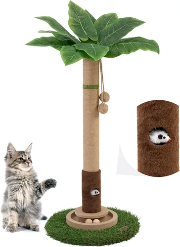 Miniatura 2 de Woochpet Poste rascador para gatos de 35 pulgadas de alto, torre rascador de árbol para gatos de interior con agujero para mouse de juguete
