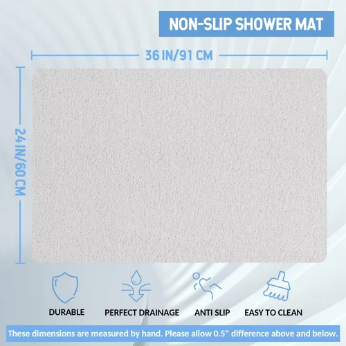 Miniatura 123 de Hargiis - Tapete antideslizante de secado rápido para tina y ducha, tapete exfoliante para pies, para baño, cocina u hotel, beige, 24 x 16 pulgadas