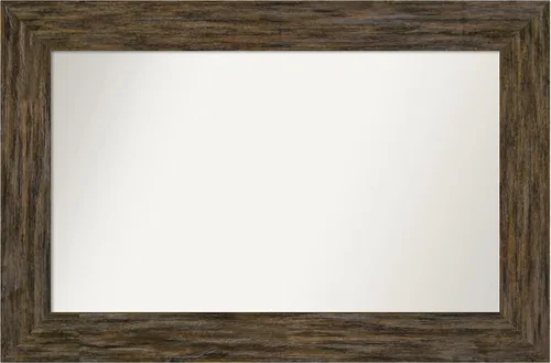 Miniatura 50 de Amanti Art Espejo personalizado, espejo de baño marrón Fencepost, espejo de pared o espejo de tocador de baño sobre el fregadero (27 x 27 pulgadas)