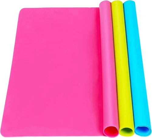 Paquete de 3 hojas de silicona extra grandes para manualidades, líquido, moldes de resina para joyería, mantel individual de silicona multiusos de