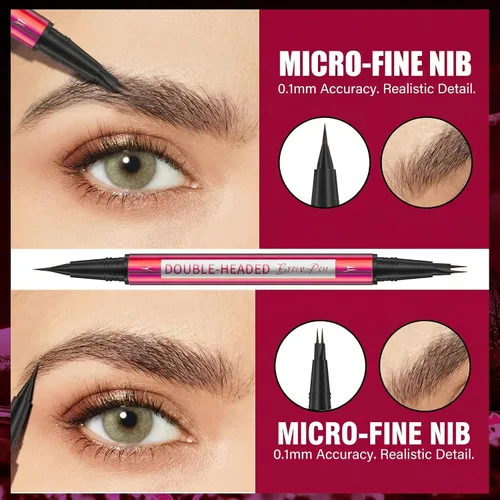 Miniatura 4 de Bolígrafo de cejas de doble cabeza, trazos ultraprecisos similares al cabello, maquillaje de larga duración, puntas de precisión de 0.001 in