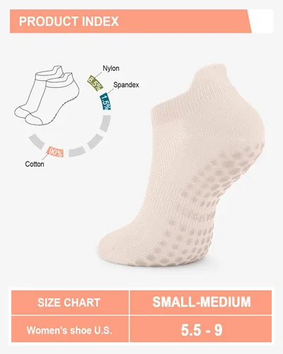 Miniatura 6 de 6 pares de calcetines de agarre de pilates para mujer, calcetines atléticos antideslizantes para yoga, barre, ballet, descalzo, entrenamiento