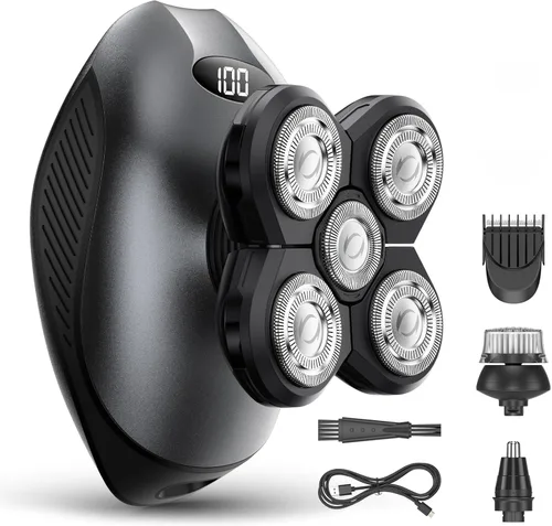 Miniatura 7 de Maquina de Afeitar Eléctrica para Hombres, Afeitadora de Cabello de Cabeza y Cuerpo para Hombres, Afeitadora Inalámbrica Recargable Húmeda/Seca