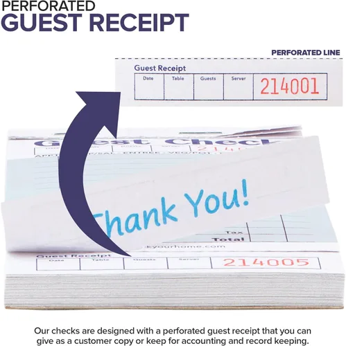 Miniatura 4 de Stock Your Home Libros azules de cheques de invitados para servidores (paquete de 20) bloc de notas de servidor, cuaderno de cheques de camarero