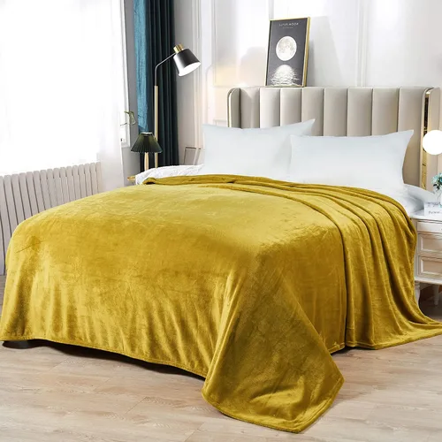 Miniatura 8 de Manta de cama individual de franela de color sólido con bolsa de almacenamiento, portátil, de lujo, suave, ligera, transpirable, para todas las Azul