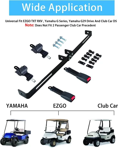 Miniatura 4 de 10L0L Kit de cinturón de seguridad para carrito de golf, paquete de 2 unidades de 42 pulgadas retráctiles con soporte para Yamaha/DS/EZGO TXT/RXV