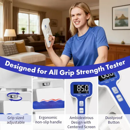 Miniatura 3 de Grip Strength Tester, Digital Hand Dynamometer FDA Registered with Backlit LCD for Grip Strength Testing and Training Probador de fuerza de agarre
