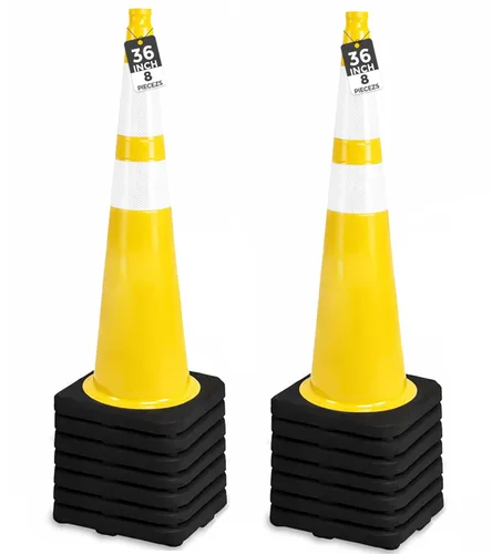 Miniatura 26 de BESEA Paquete de 4 conos de tráfico azules de 12 pulgadas con collar reflectante de 4 pulgadas, conos de seguridad de PVC resistentes con base