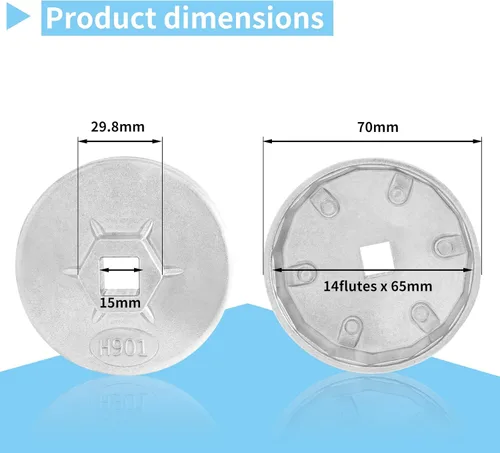 Miniatura 5 de Bonsicoky Llave de filtro de aceite de 65 mm con 14 estrías, herramienta de extracción de filtro de aceite de tipo tapa, llave de filtro de aceite
