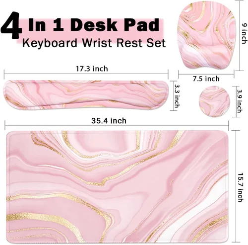 Miniatura 3 de Reposamuñecas para teclado y mouse grande, alfombrilla de mouse con soporte de muñeca para computadora, almohadilla de teclado de espuma 4 piezas