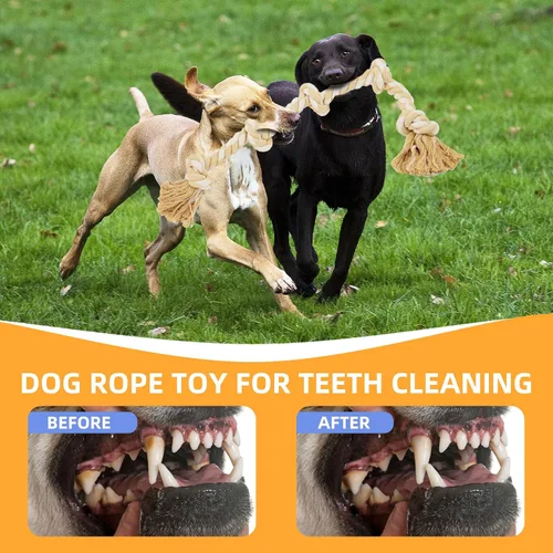 Miniatura 4 de Bmag Juguetes de cuerda para perros para masticadores agresivos, juguetes interactivos y resistentes para perros medianos y grandes, juguete de Beige