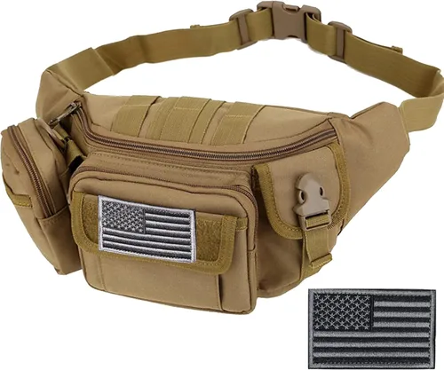 Miniatura 8 de Riñoneras tácticas, bolsa militar para la cintura, bolsas de cinturón de cadera para senderismo, escalada, pesca, ciclismo, caza con parche