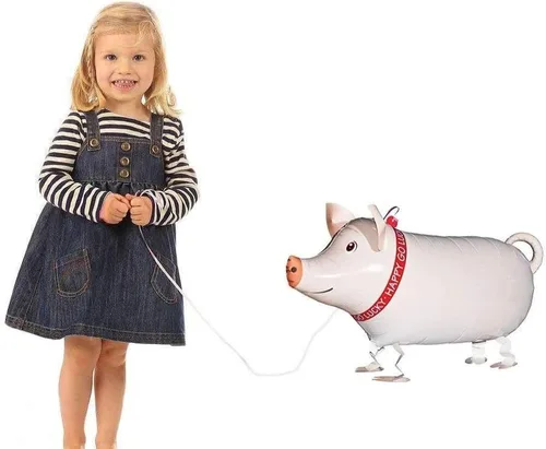 Miniatura 2 de Borang Paquete de 6 globos de animales que caminan con animales de granja, fiesta de cumpleaños, decoración de fiesta de barbacoa