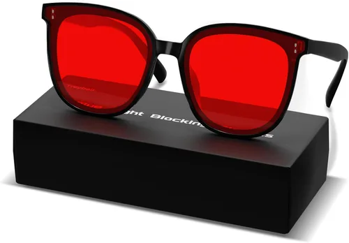 Gafas de luz azul para mujer, anteojos de luz azul para hombre, 99.9% de bloqueo de luz azul, revestimiento doble AR con revestimiento rojo, lentes