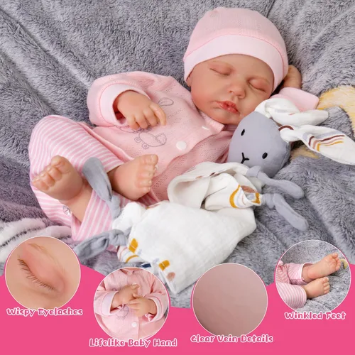Miniatura 2 de Milidool Muñecas Reborn de bebé realistas para niñas - 50 cm, cuerpo suave de silicona realista, muñecas de bebé recién nacidas, muñecas americanas