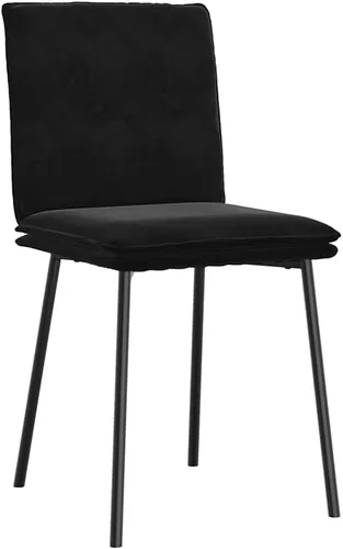 Miniatura 4 de Modern Black Velvet Dining Chair Set of 4, Compact Rectangular Design for Small Spaces, Sturdy Metal Frame and Plush Seating for Dining Room Kitchen