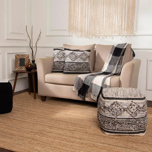 Miniatura 2 de REDEARTH · Puf otomano acolchado con relleno, textura de almacenamiento, cubo de granos, puf, reposapiés para sala de estar, dormitorio, guardería