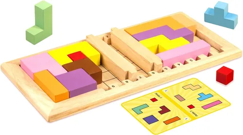 Miniatura 6 de Katamino Family Juego de rompecabezas de madera para niños y padres Juegos de mesa educativos para niños pequeños y niños de todos los niveles