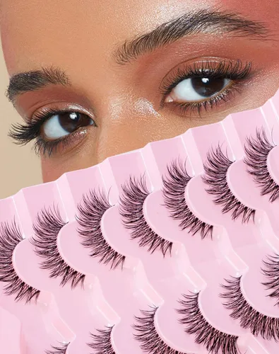 Miniatura 18 de Jiocolor Pestañas naturales pestañas postizas finas pestañas postizas cortas aspecto natural banda transparente pestañas postizas tira pestañas