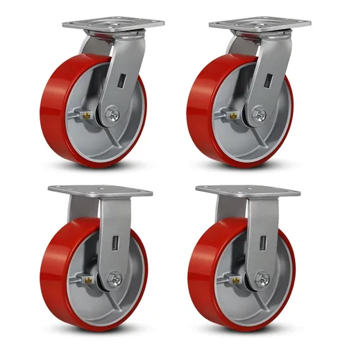 Miniatura 88 de Ruedas industriales de 4 x 2 pulgadas, ruedas resistentes, ruedas de poliuretano, capacidad de hasta 3200 libras. Uso para camión de plataforma