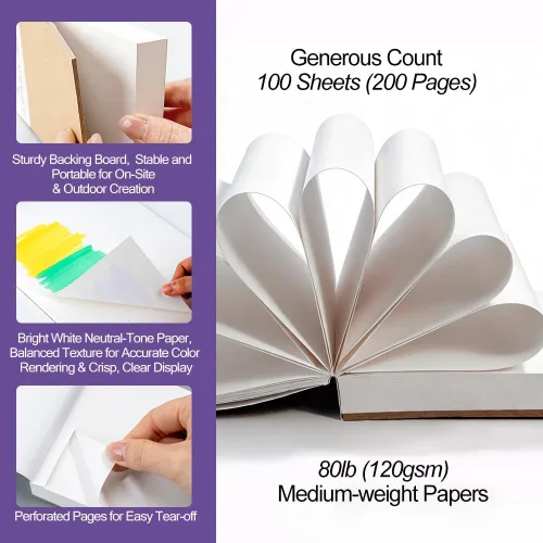 Miniatura 3 de TRANSON 2 Pack A6 Mini Sketchbook Marker Pad, 80lb/120gsm Heavyweight Art Paper, No Bleed Through, 100 Sheets/200 Pages 4.13"x5.83" for Drawing &