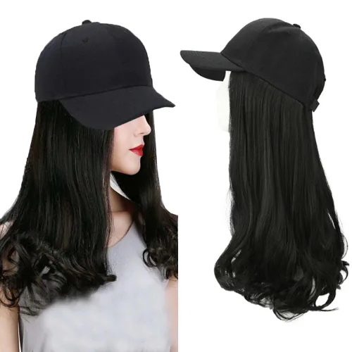 Miniatura 9 de Extensiones de cabello sintético Bobo corto con gorra de béisbol negra de 9 pulgadas, peluca con gorro de cabello negro y marrón para mujer, peluca