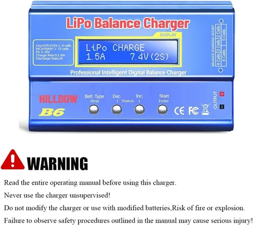 Miniatura 7 de Cargador de Batería B6 80W Mini Lipo Cargador/Descargador de Equilibrio con Fuente de Alimentación para Batería LiPo/Li-ion/Life(1-6s) NiMH/NiCd