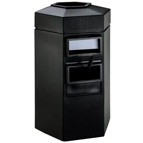 Miniatura 11 de Contenedor de basura negro de 28 galones con dispensador de toallas, escobilla de goma y estación de lavado de parabrisas, cubo de basura, papelera