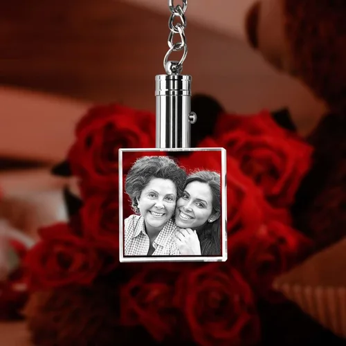 Miniatura 6 de ArtPix 3D Llavero de fotos de cristal rectangular, regalo de Navidad personalizado para mamá, papá
