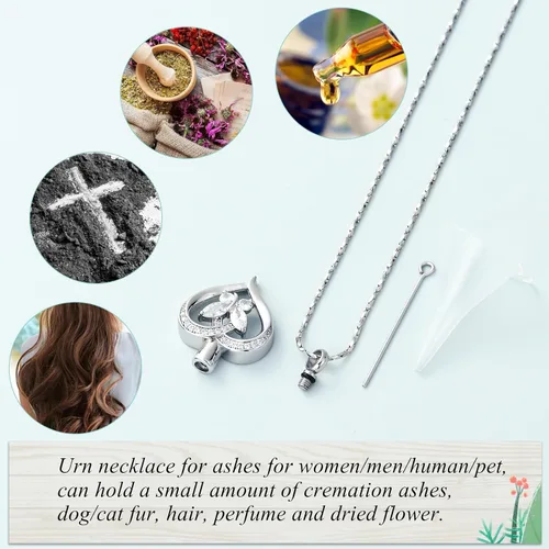 Miniatura 6 de Imrsanl Collares de urna de mariposa para mujeres y niñas, joyería de cremación con piedra natal, colgante para cenizas humanas, medallón