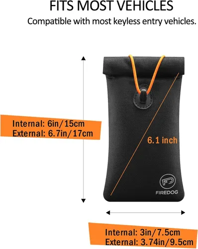 Miniatura 8 de FIREDOG Faraday Pouch for Car Keys and Smartphone, Key Signal Blocking Bag, Cell Phone Keyless Entry Fob Signal Blocking Bag Negro